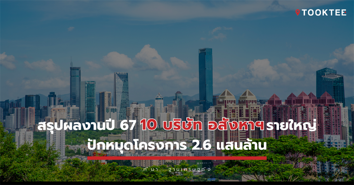 สรุปผลงานปี67 10 บริษัท อสังหาฯ รายใหญ่ ปักหมุดโครงการ 2.6แสนล้าน4.1 แสนหน่วย